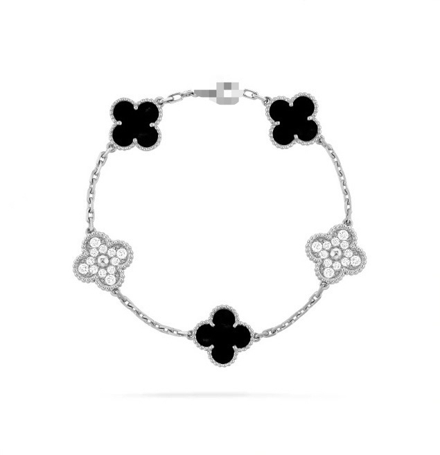 合金手链 【CNC高版本v金】四叶草五花手链熊猫【厚镀18k】精工