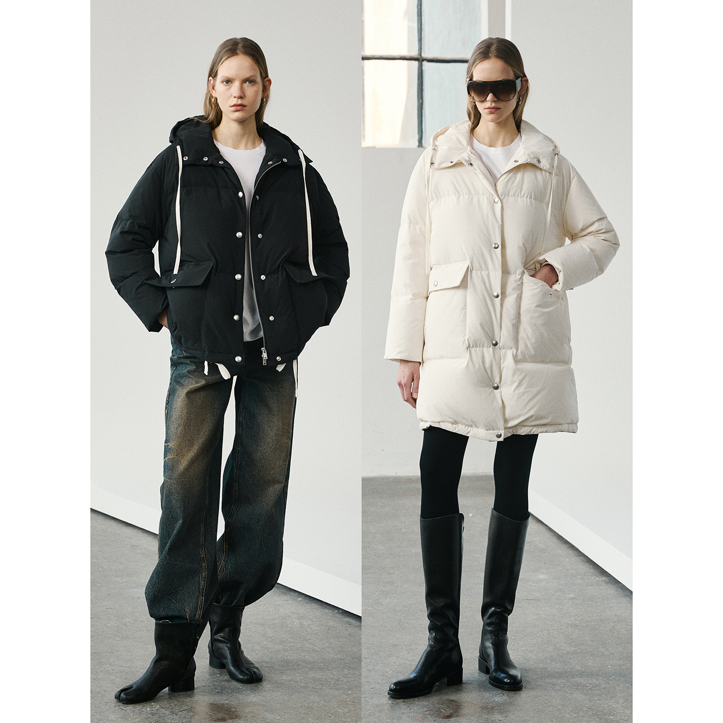 Ayuko｜泡芙面包仿棉微绒感95鹅绒Pr*da连帽贴袋长/短款羽绒服2636