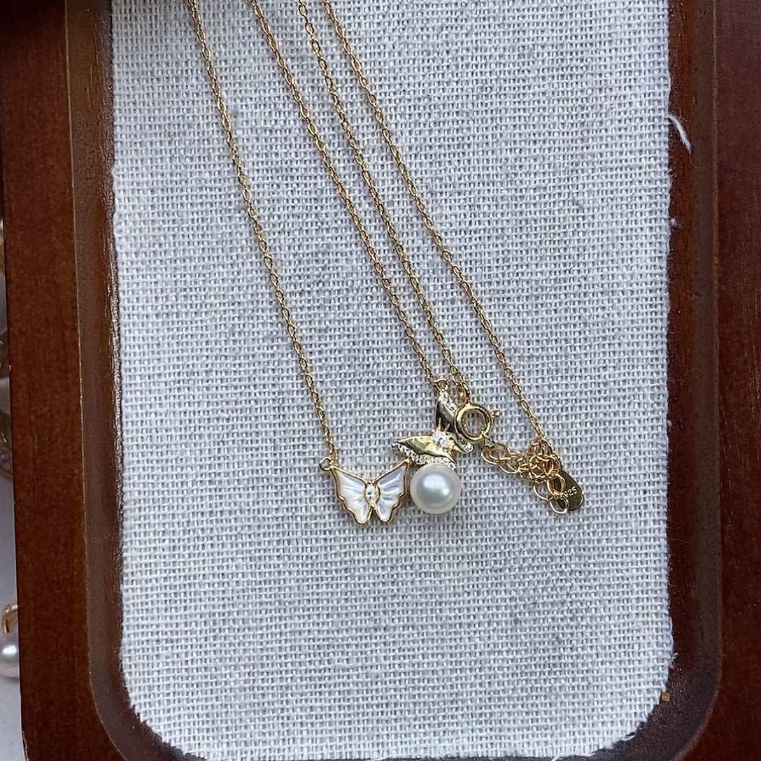 银S925镶嵌海水珍珠套链