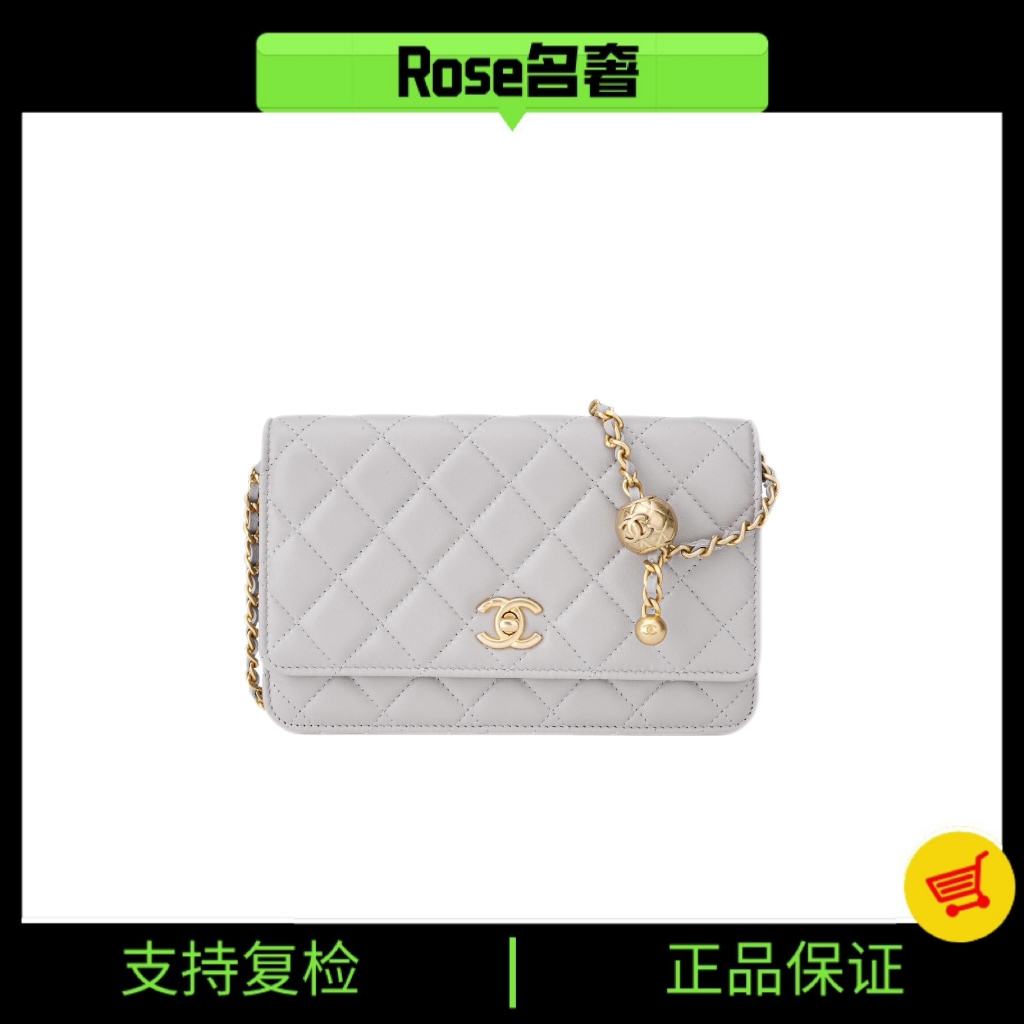99新 Chanel/香奈儿 Rose/香奈儿金球灰金发财woc旋钮扣芯片2748