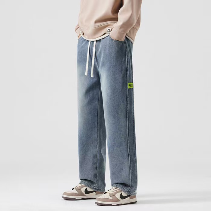 1922 款号3117牛仔裤潮牌美式直筒抽绳水洗宽松休闲裤子