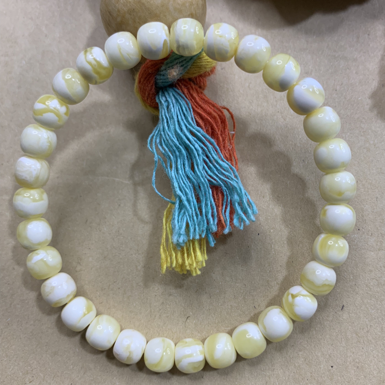 琥珀蜜蜡7mm瓷白腰花