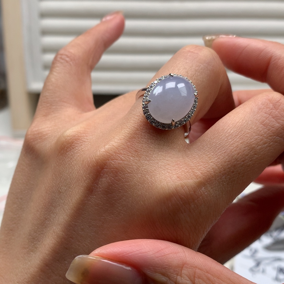 翡翠银S925镶嵌颈饰戒指