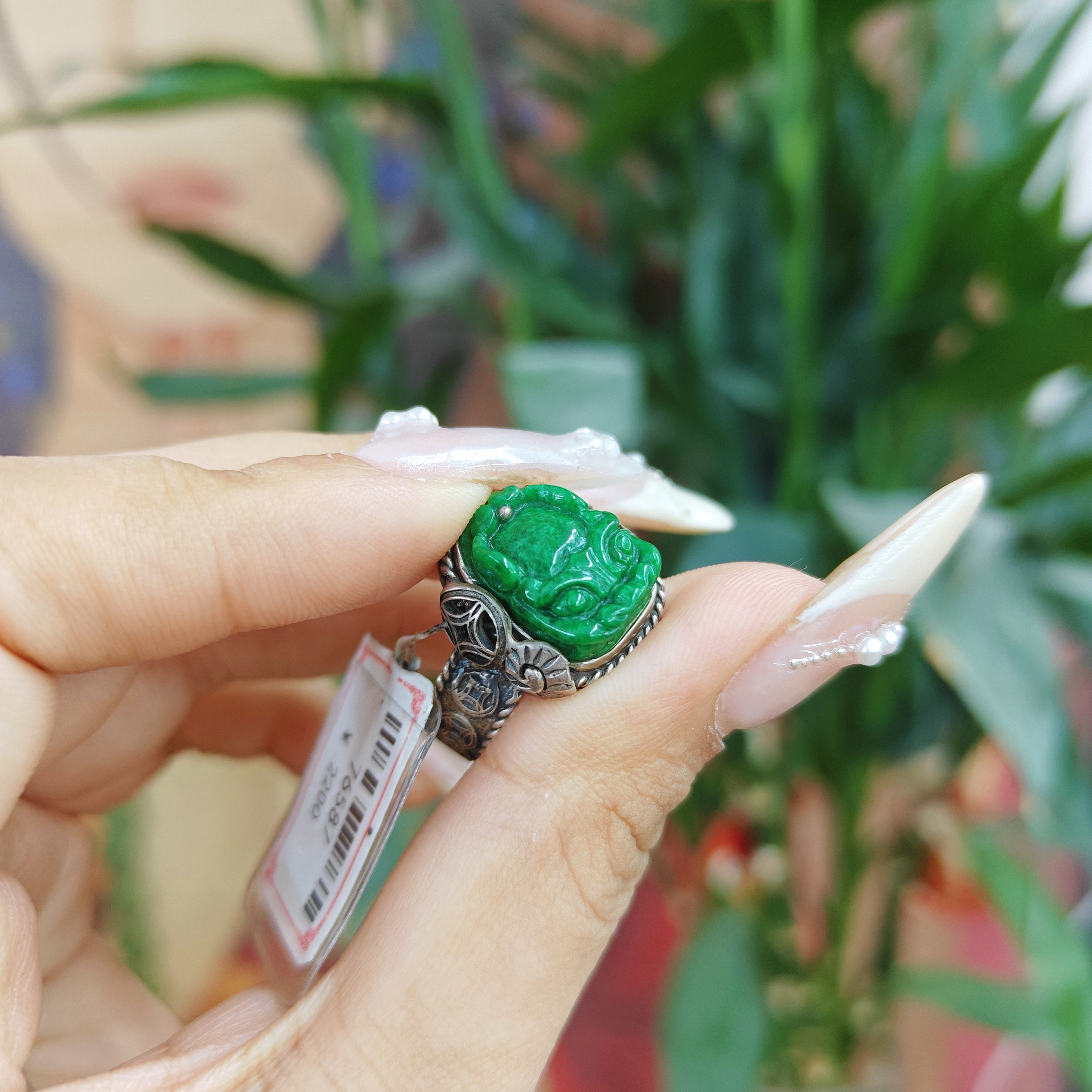 恒玖翡翠  台湾银镶 天然翡翠戒指 手工珠宝镶嵌  复古