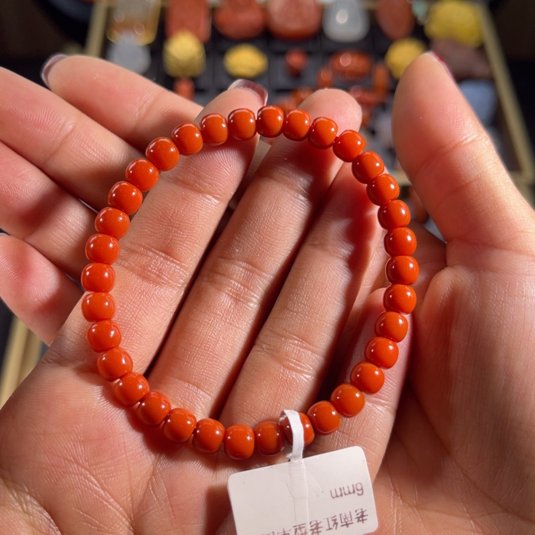 南红玛瑙老南红单圈6未镶嵌