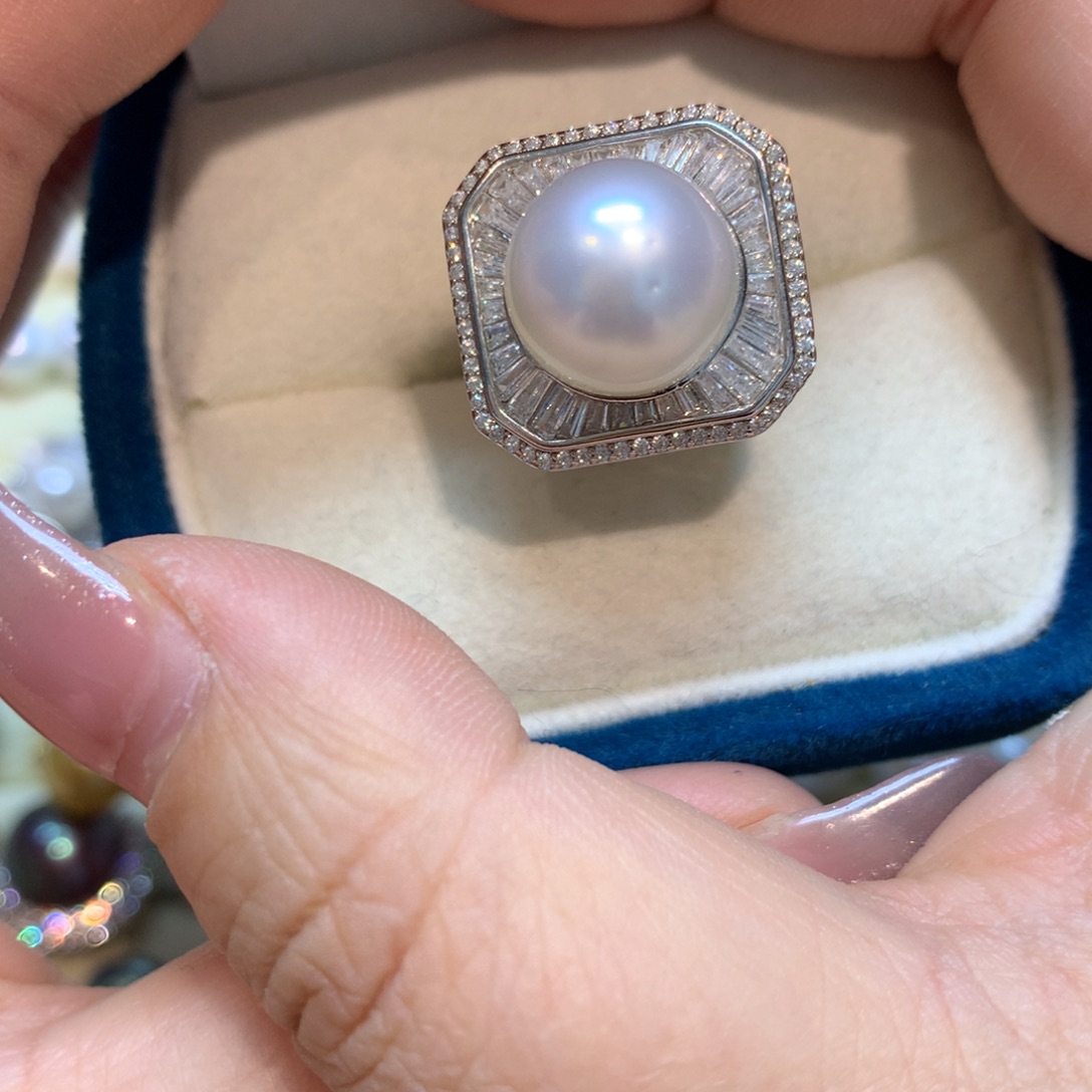 海水珍珠戒指银S925镶嵌