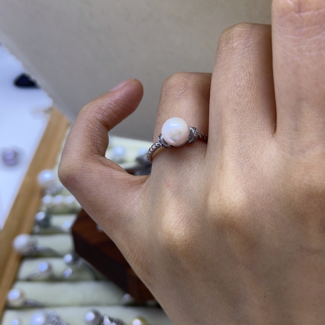 海水珍珠银S925镶嵌戒指
