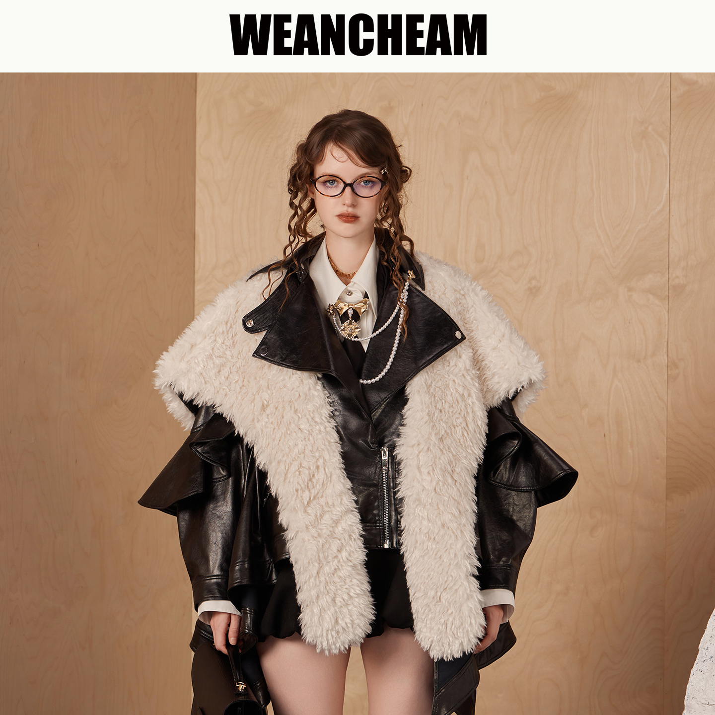 WEANCHEAM未未姆明星同款秋冬女装毛茸茸披肩夹克外套W16QDT022