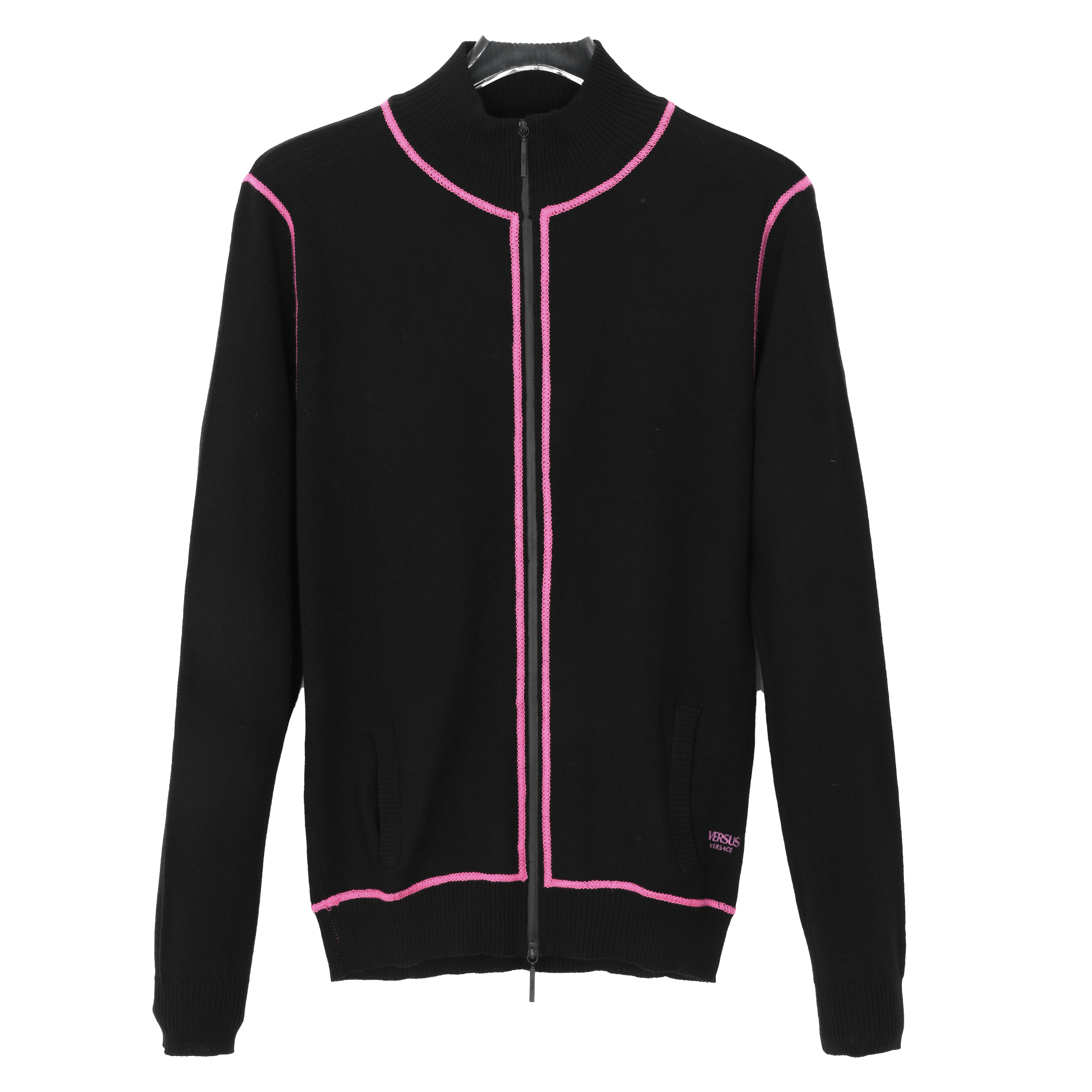 VERSACE/范思哲 男士立领羊毛针织拉链开衫 EBU80054-BK00091