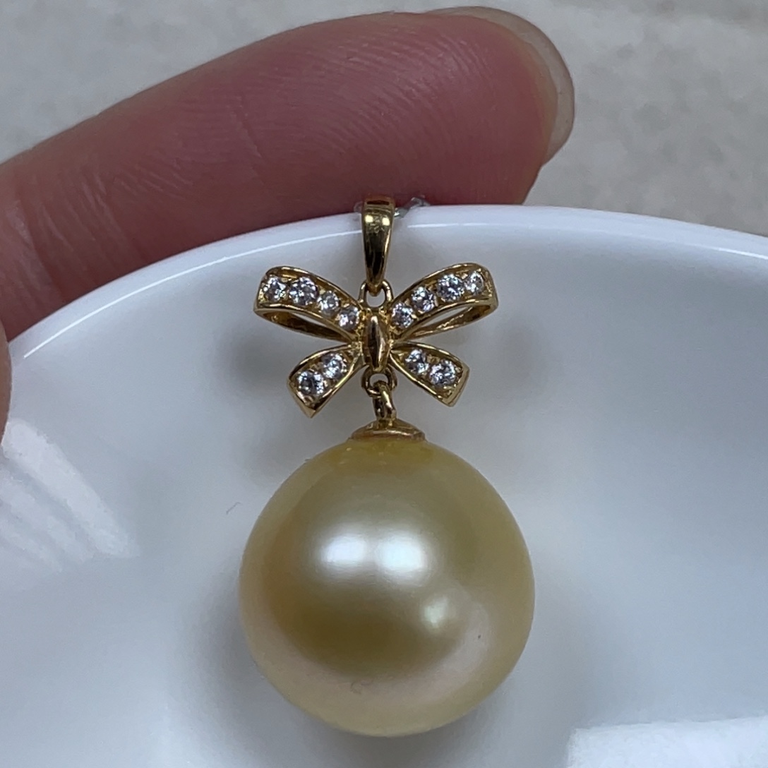 吊坠(不含链)18K金镶嵌海水珍珠13.3