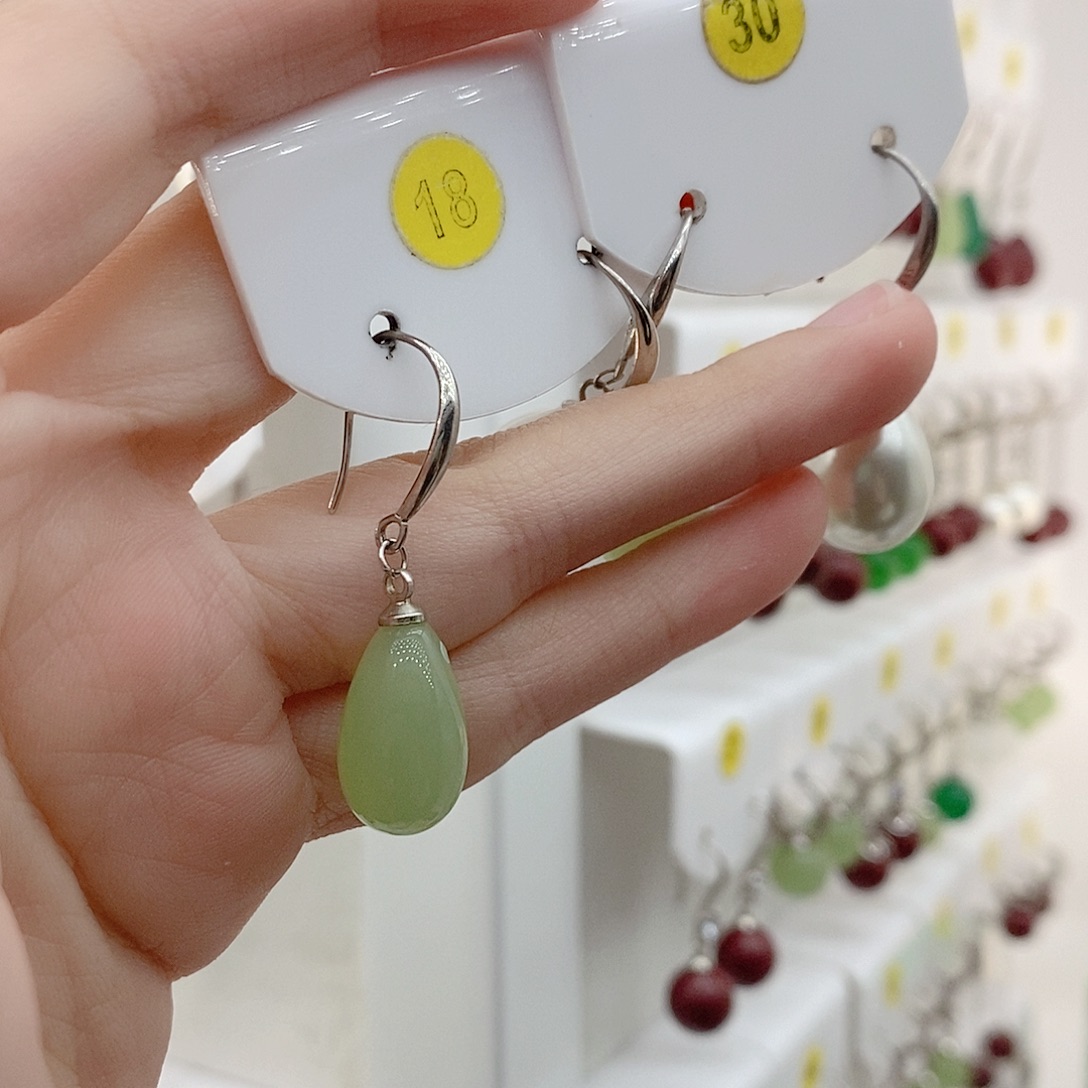 925银浅绿色水滴的