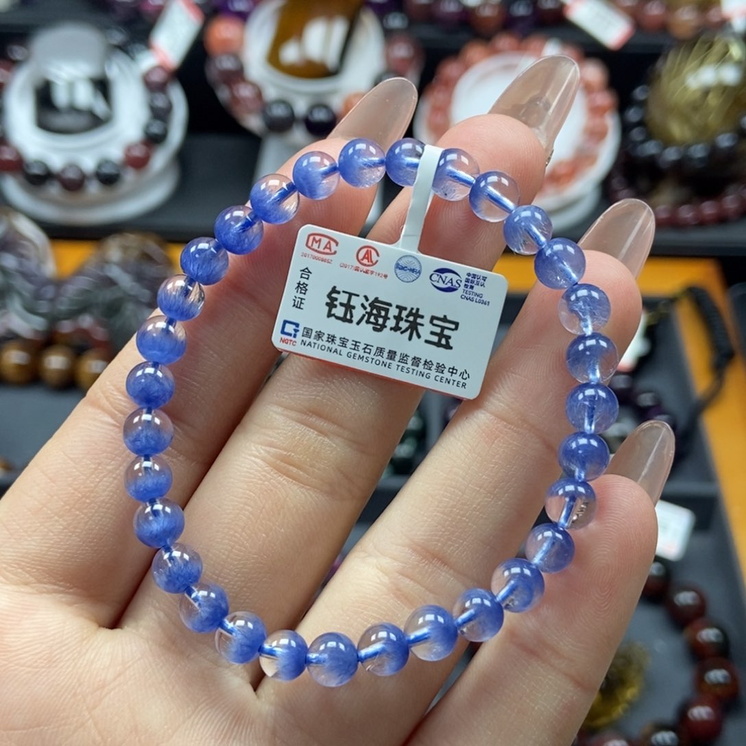 水晶蓝发晶手串未镶嵌*️**5.8mm
