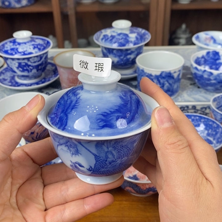 青花手绘凤凰微瑕