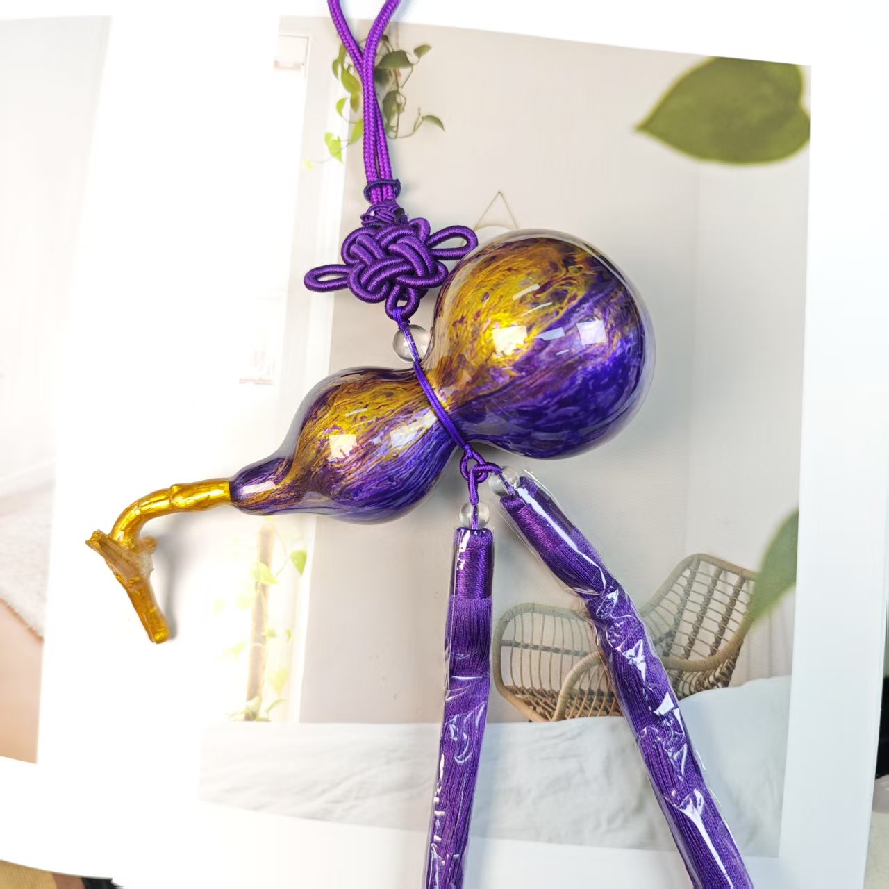 【熠熠生辉】白水晶大漆紫葫芦挂件(多样发其一) XM84