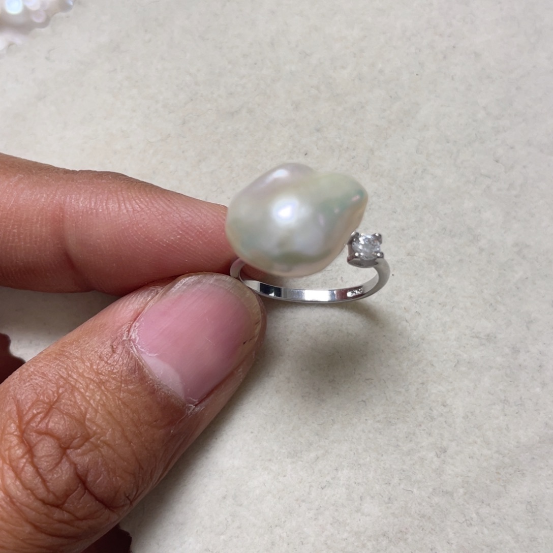 淡水珍珠戒指银S925镶嵌