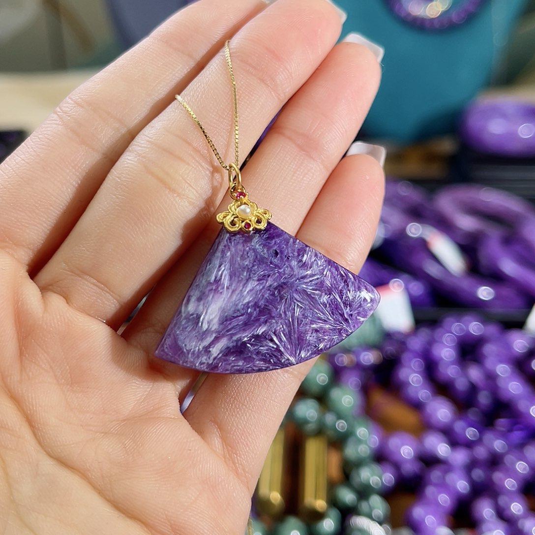 查罗石（紫龙晶）吊坠银S925镶嵌