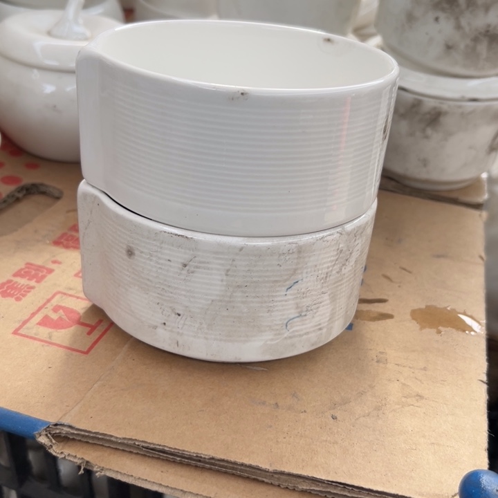 国营尾货四厂三角碗三个煤烧四厂出口加拿大好大厨直口碗一对