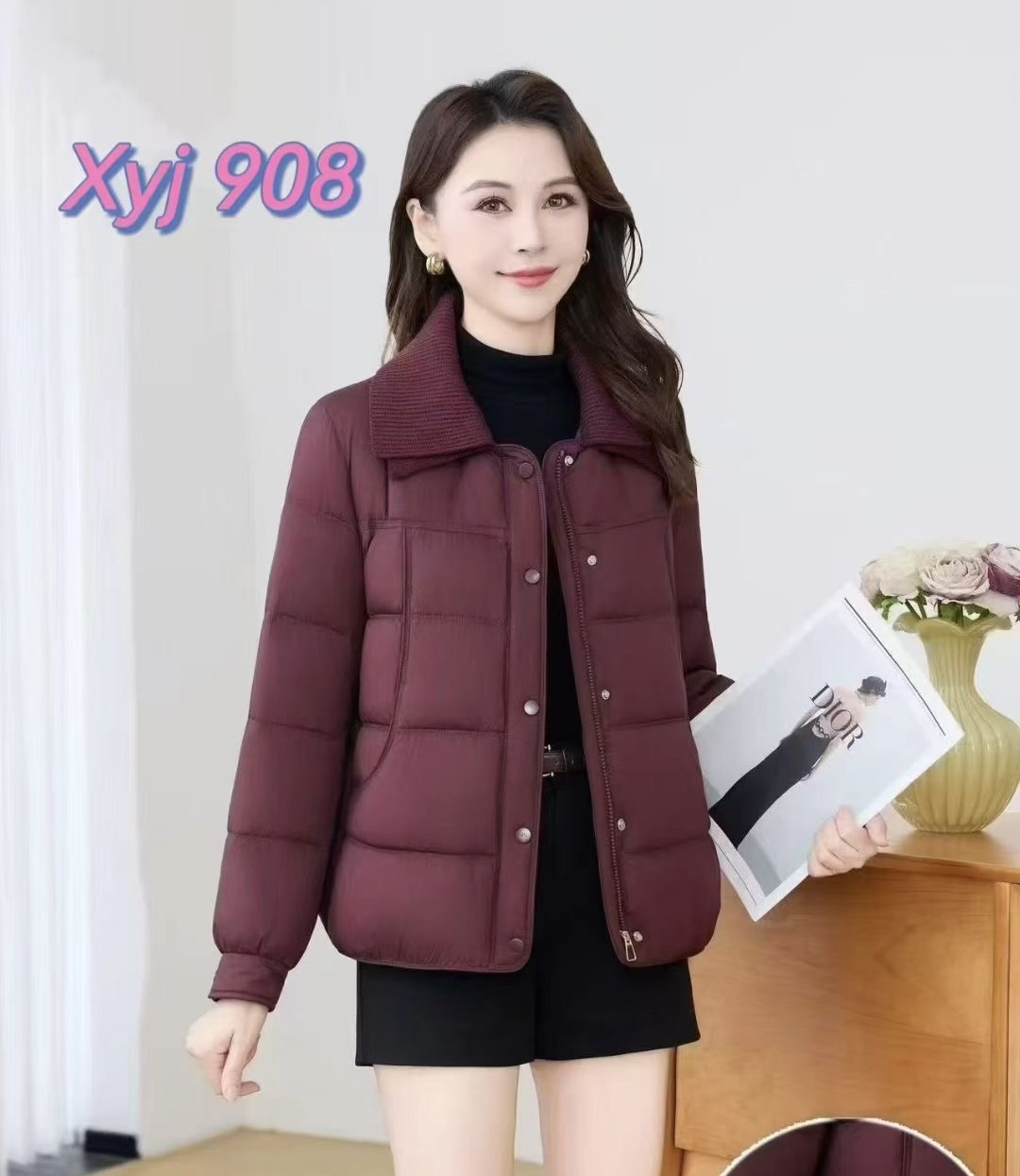 【丽人坊】冬季新款 时尚妈妈棉服 洋气双翻领 气质减龄 百搭908款