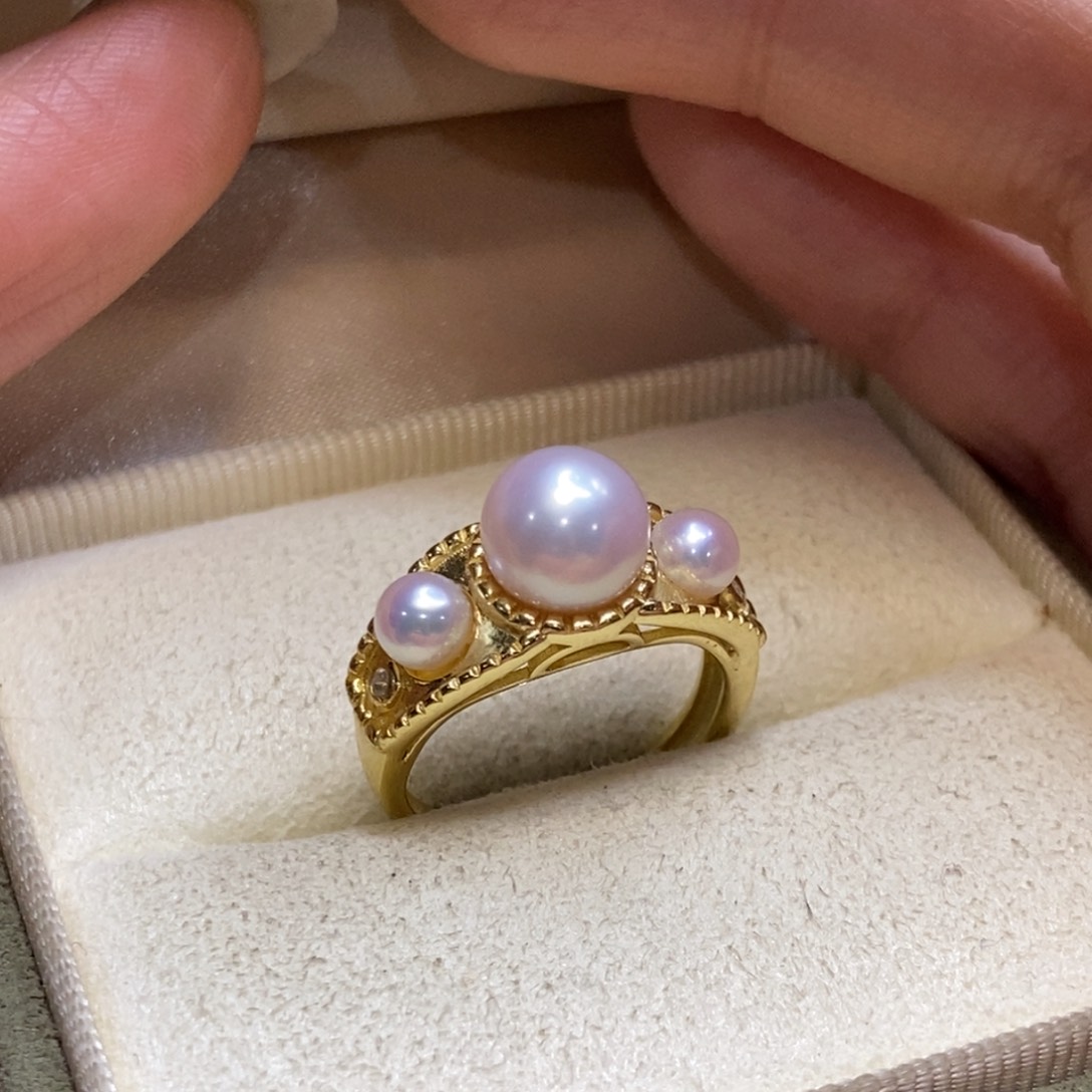 淡水珍珠戒指银S925镀金镶嵌