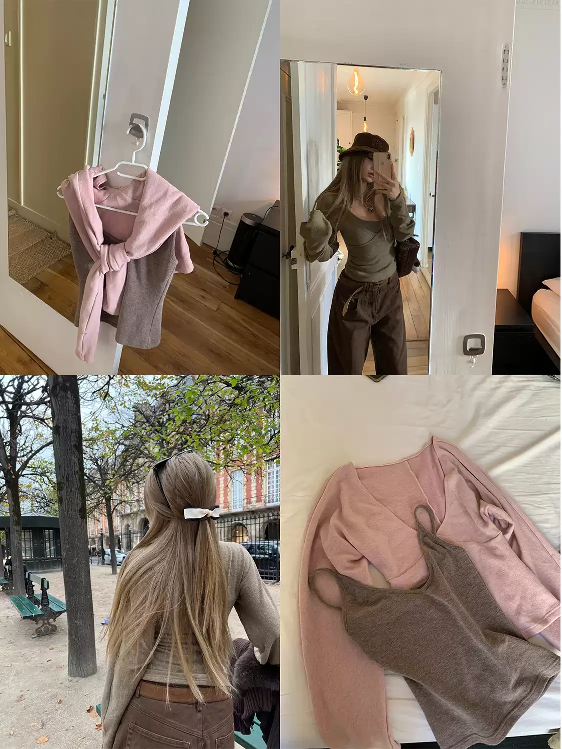 桃子崽崽 "温柔私语”韩版撞色打底衫两件套上衣