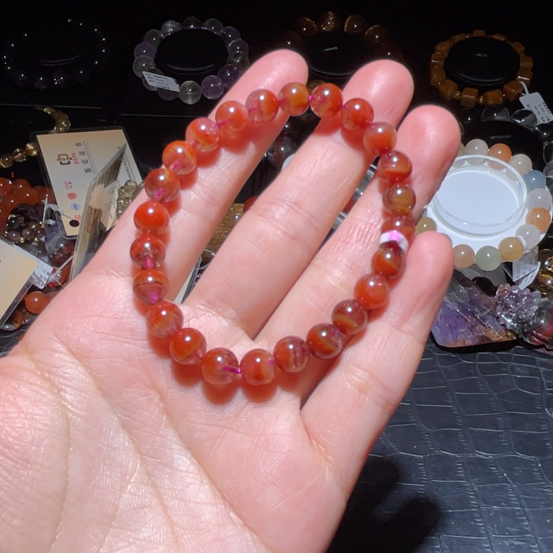 腻***腻手链水晶未镶嵌7mm莲花聚宝盆手链单圈