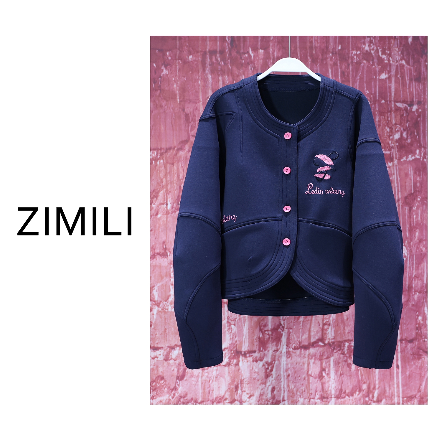 【亮哥女装】2025欧洲站《南山肃穆藏青色》藏青色弯刀袖外套5976