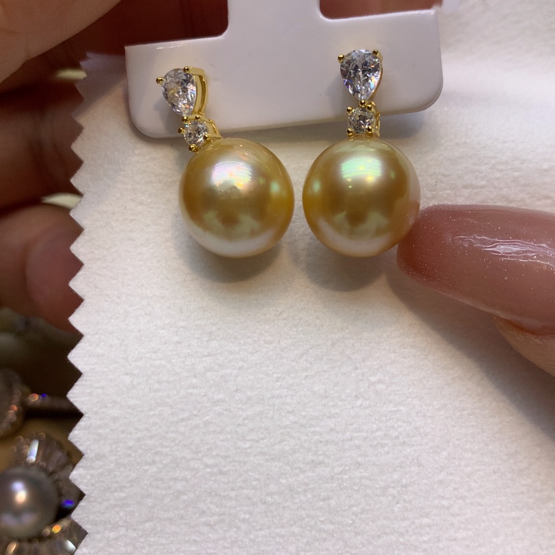 银S925镶嵌耳饰海水珍珠