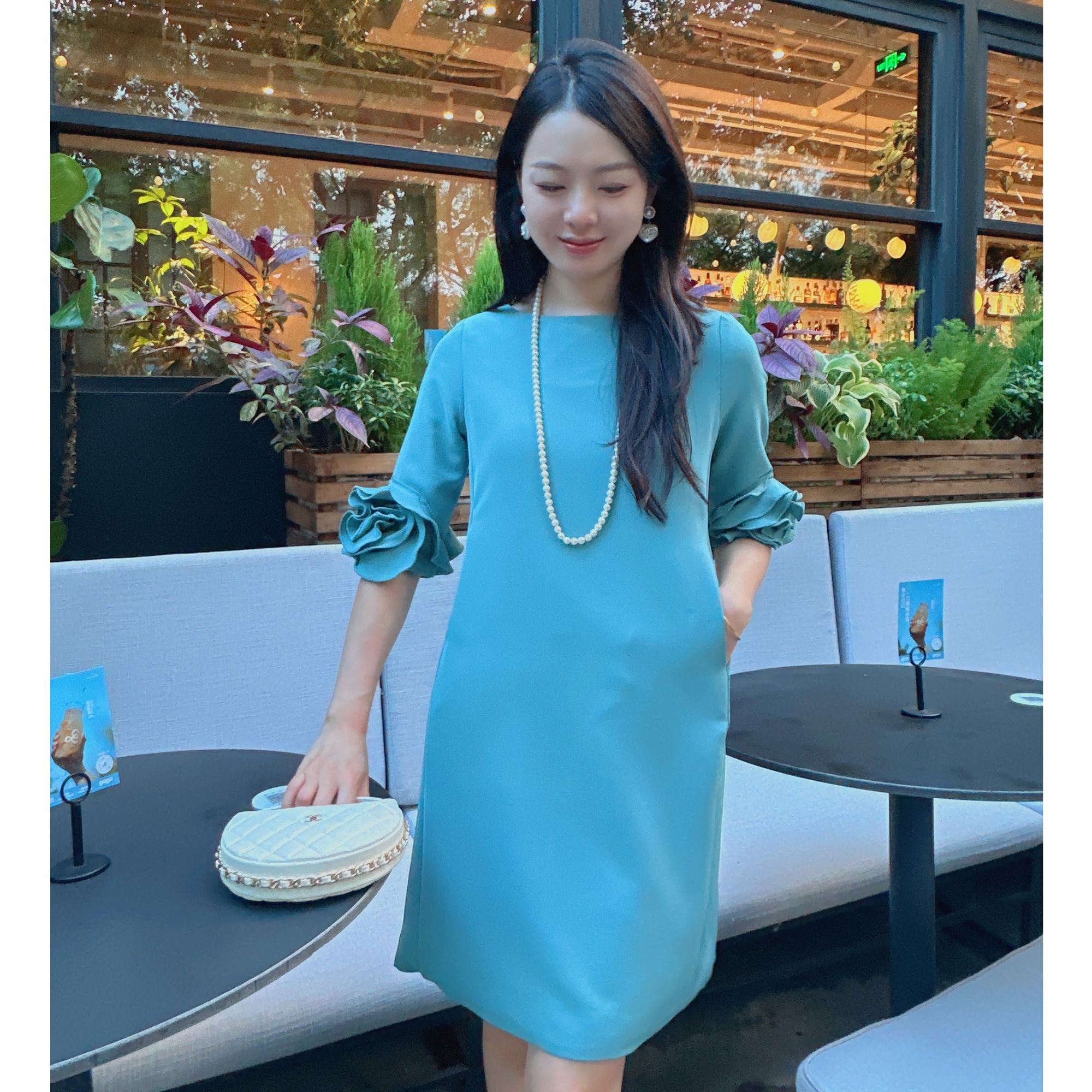 SIWAN1/【繁花】醋酸花朵高定洋气连衣裙女装连衣裙H版出游