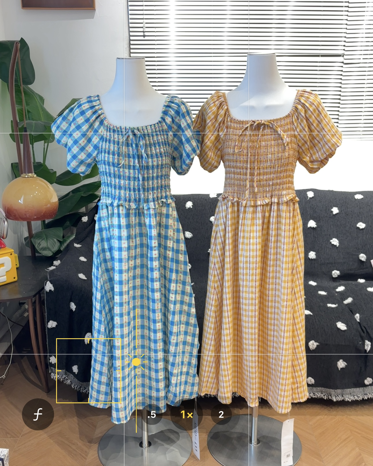 新疆包邮【808】格子花朵连衣裙-衣长112