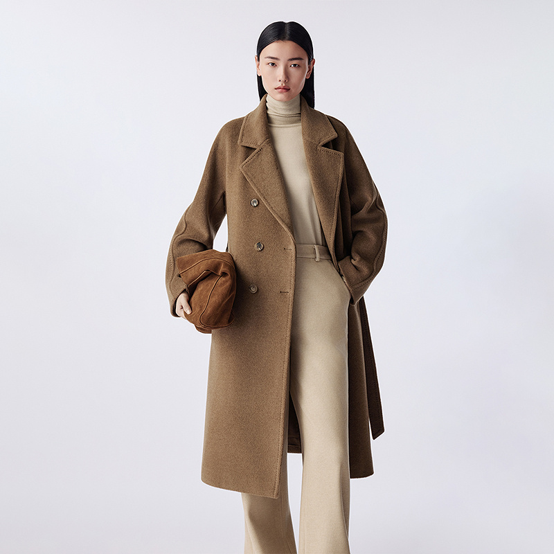 LANCY/朗姿25冬新款气质高端双面呢双排扣长大衣女