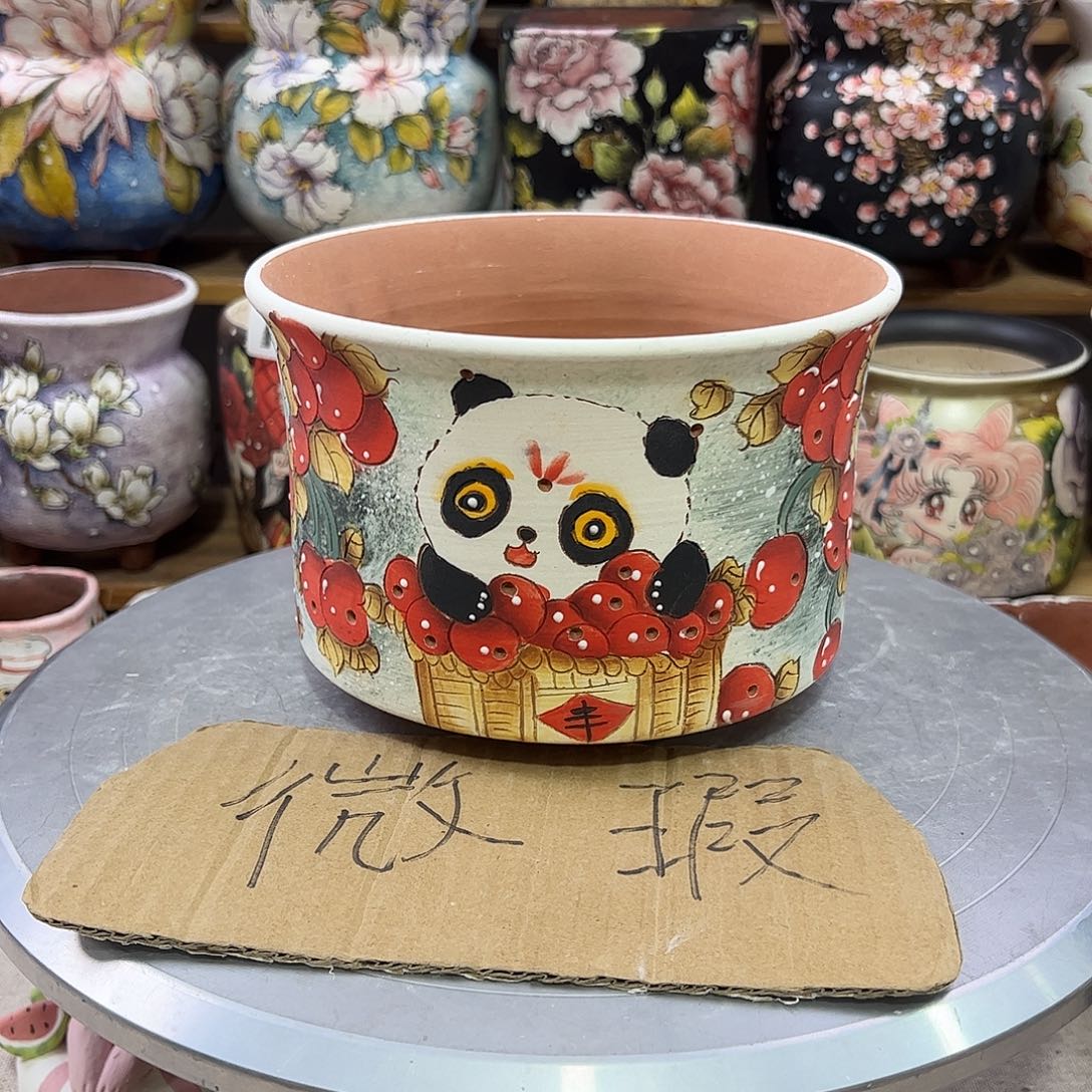 守***候景德镇炫彩手绘景德镇陶瓷花盆