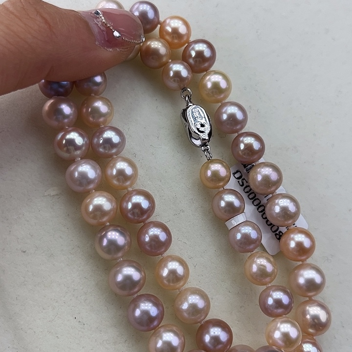 淡水珍珠颈饰银S925镶嵌8-8.5高品