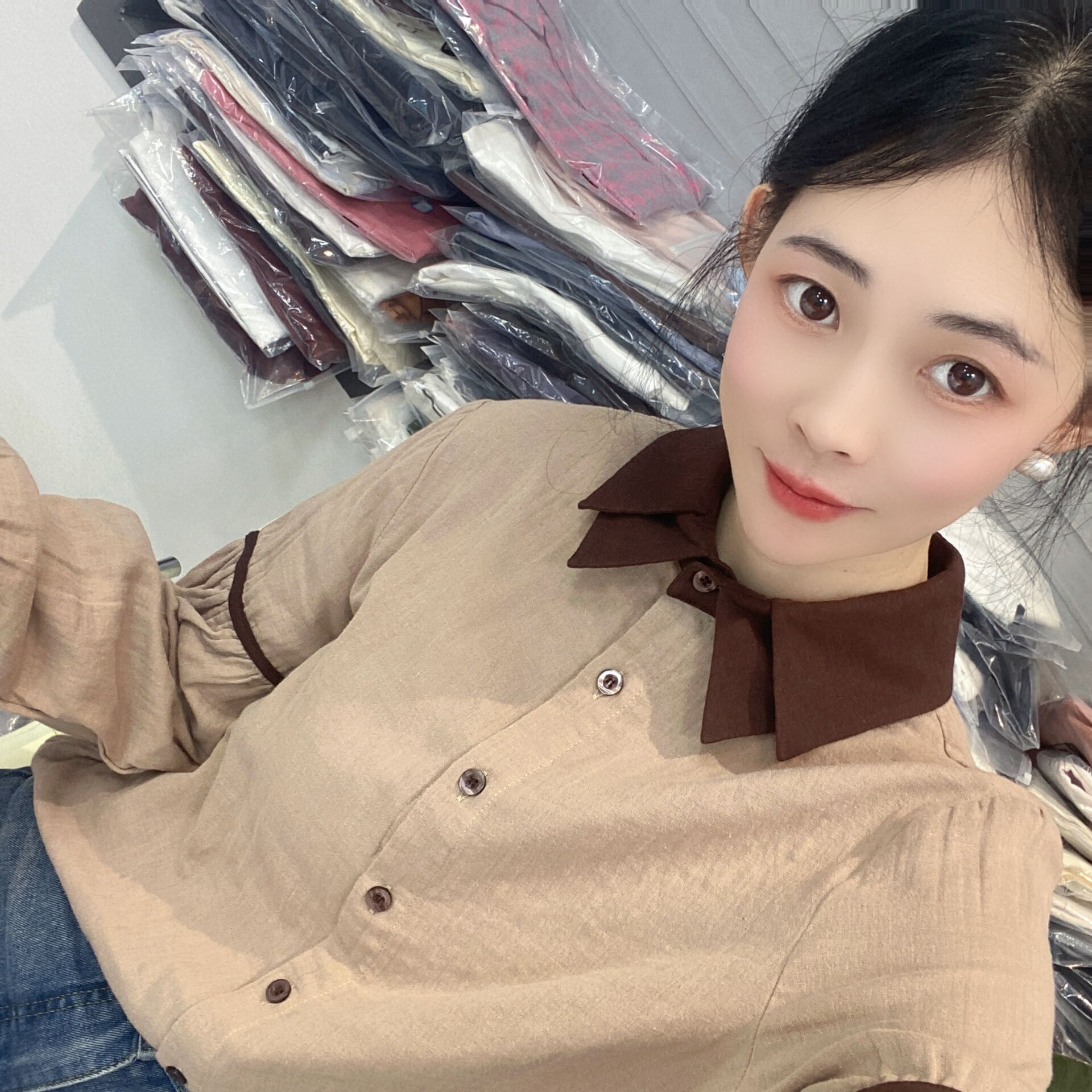  [衬衫合集]宽松秋冬新款打底纯棉长袖衬衫女（K801--K850）