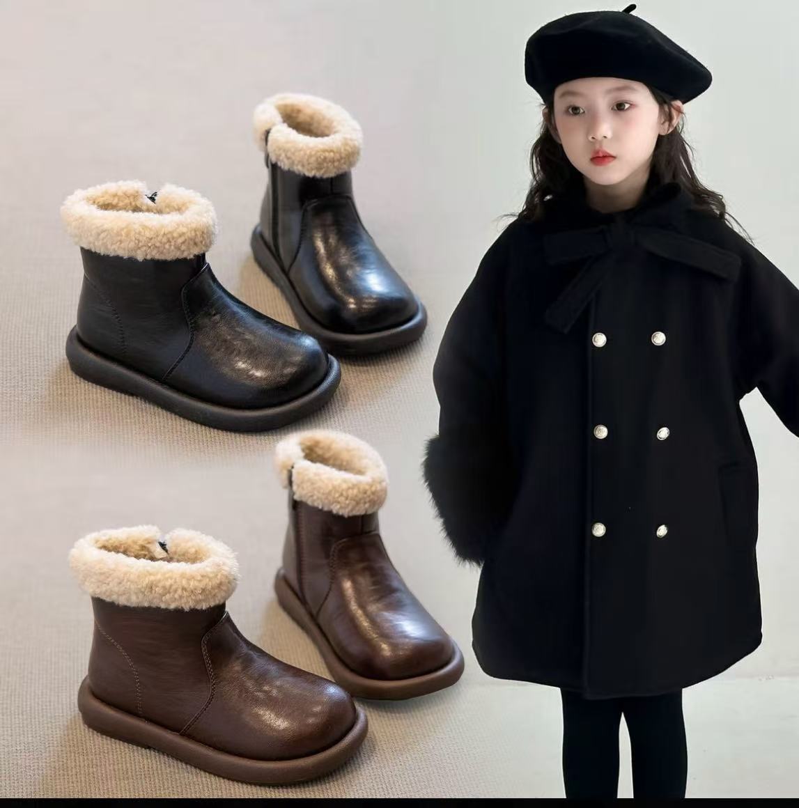 女童靴子加绒加厚儿童马丁靴2025年新款大棉保暖女童短靴