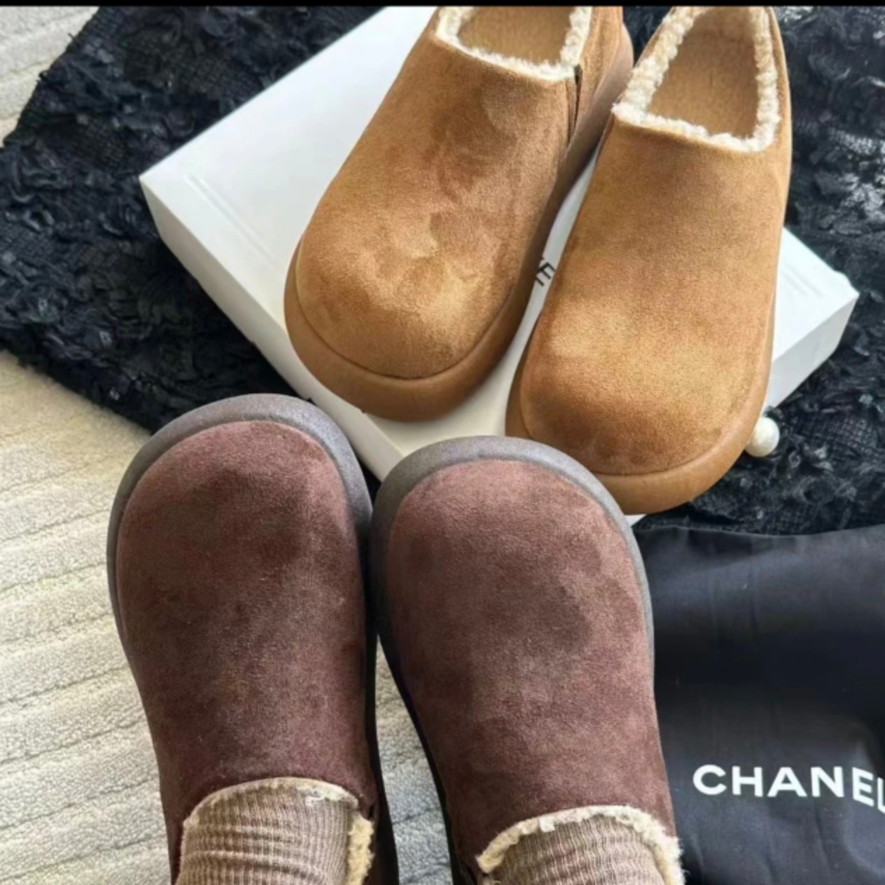 防水小土豆雪地靴情侣防滑一脚蹬厚底加绒勃肯鞋女冬季棉鞋