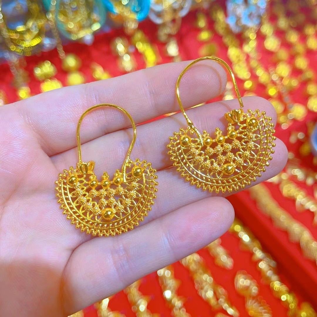 铜合金耳饰 金色民族风简约甜美女士耳环