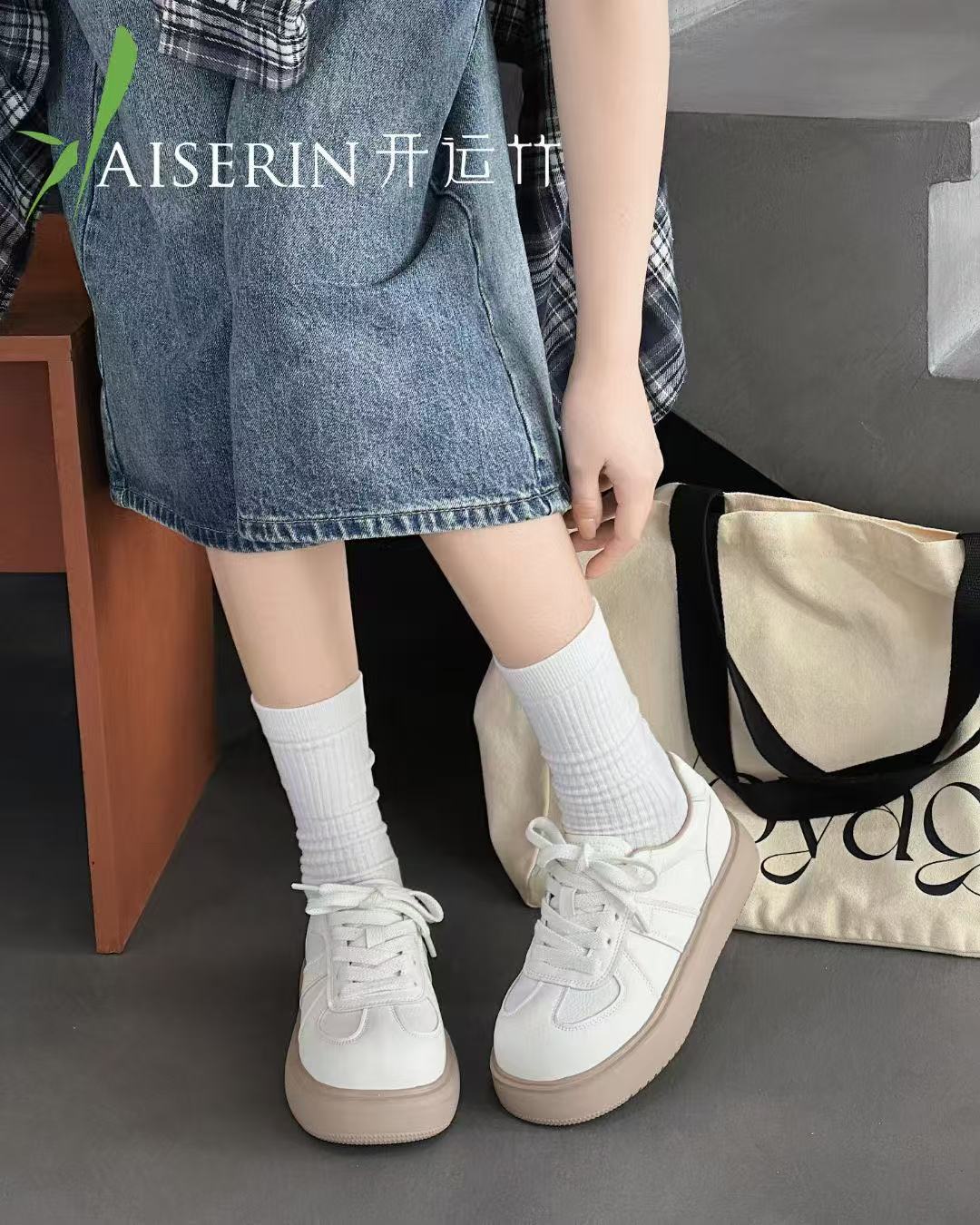 269-61167开家新款时尚百搭厚底增高休闲运动鞋德训鞋小白鞋
