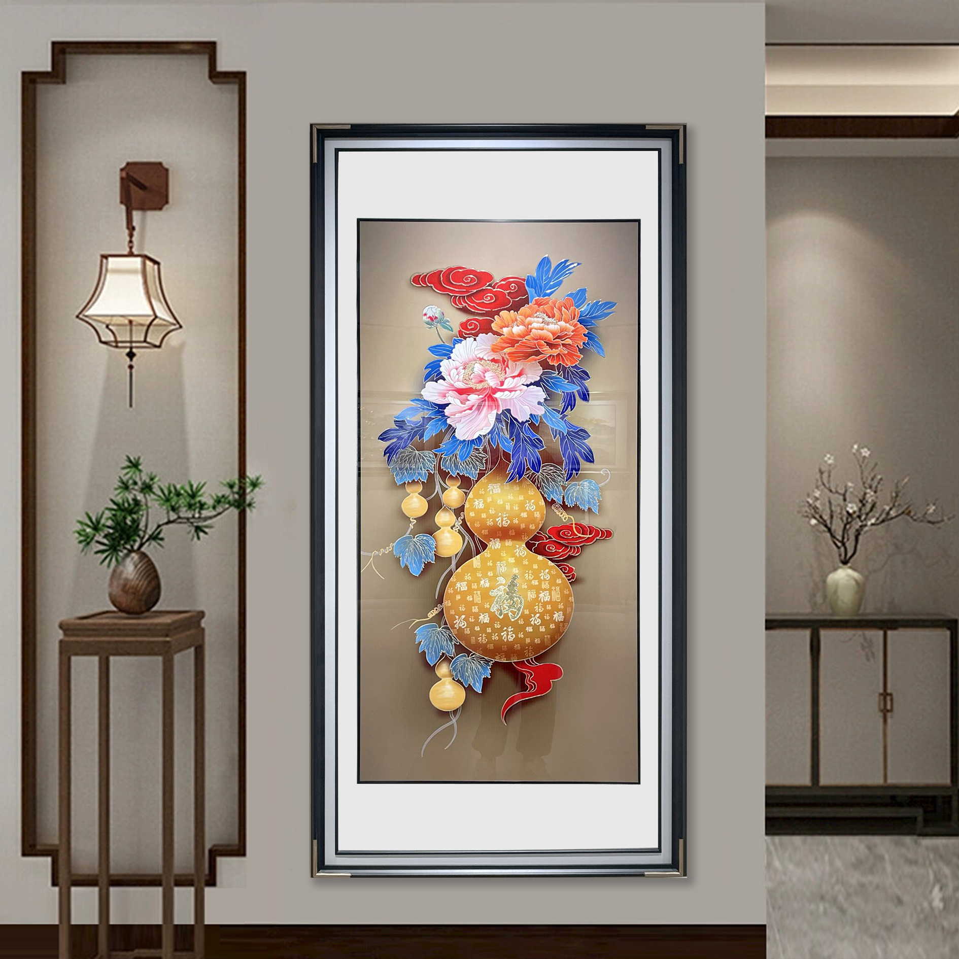 玄关手工铜板画葫芦牡丹题材合集