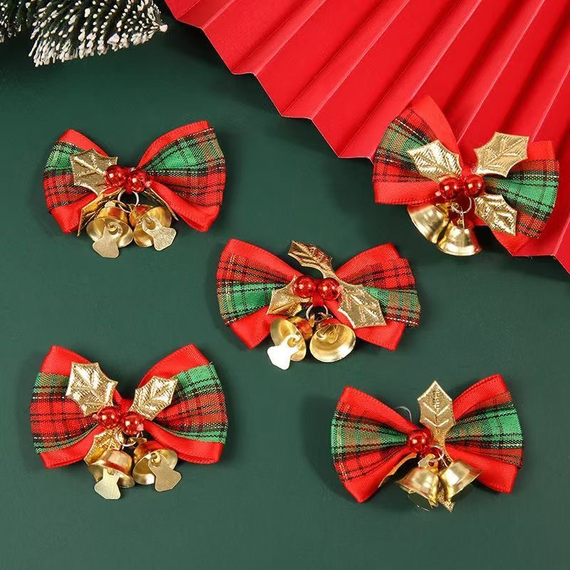 【子菲】圣诞迷你铃铛蝴蝶结礼物包装装饰 diy手工制作挂件材料