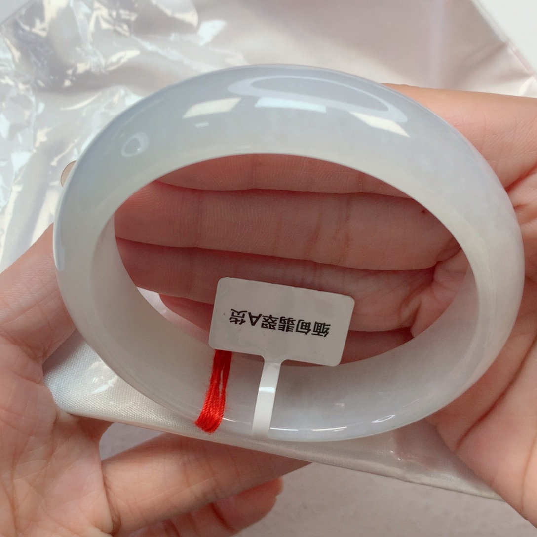 翡翠手镯未镶嵌60圈 白月光 轮胎镯 无纹裂 推荐