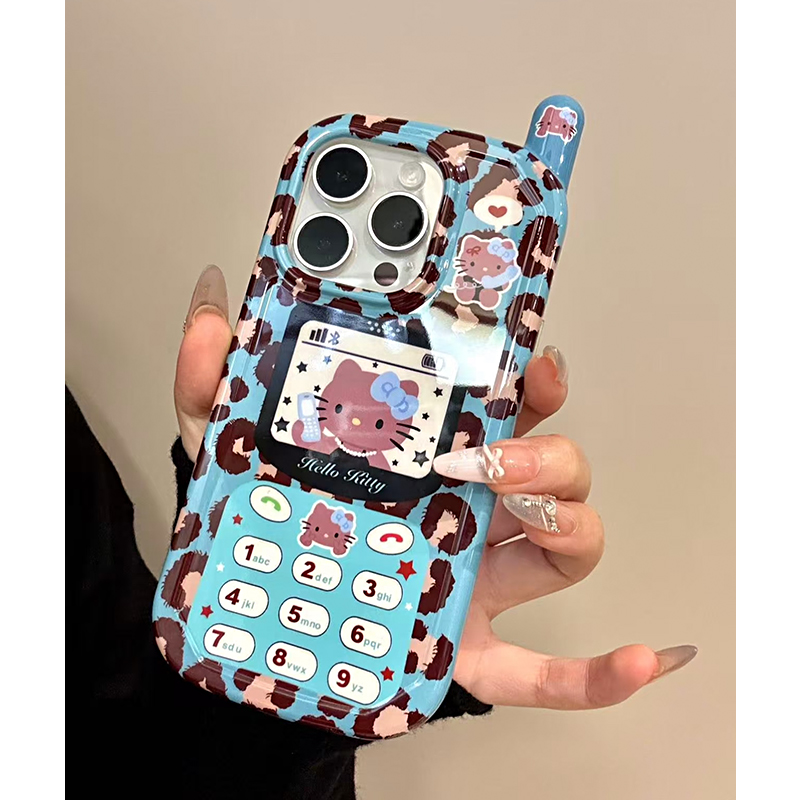 雅天立豹纹KT电话机适用苹果16promax手机壳iPhone13/15/14新款12