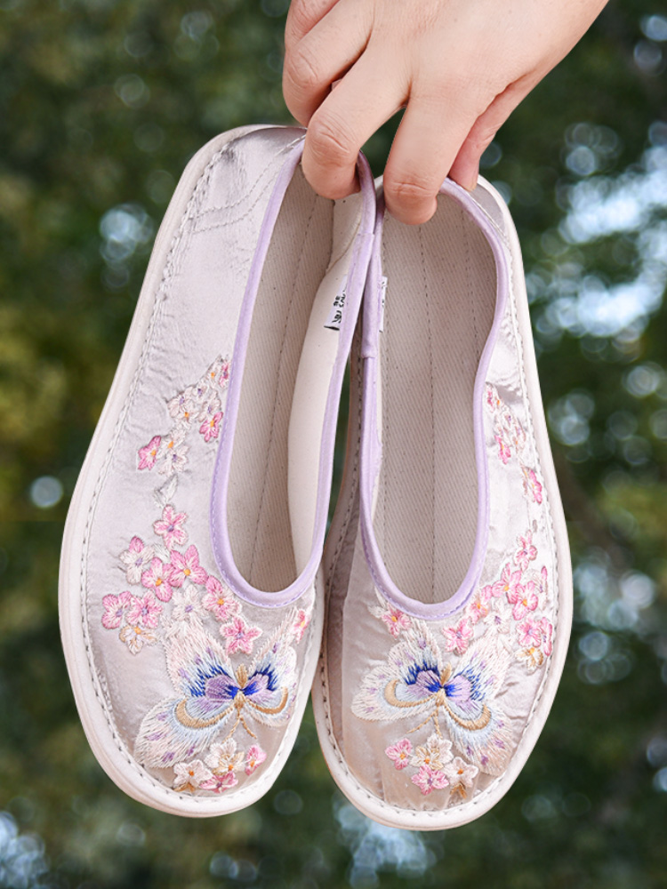 【刺绣蝴蝶-v口绣花单鞋】布鞋24年新款单鞋千层底布鞋女款民族风