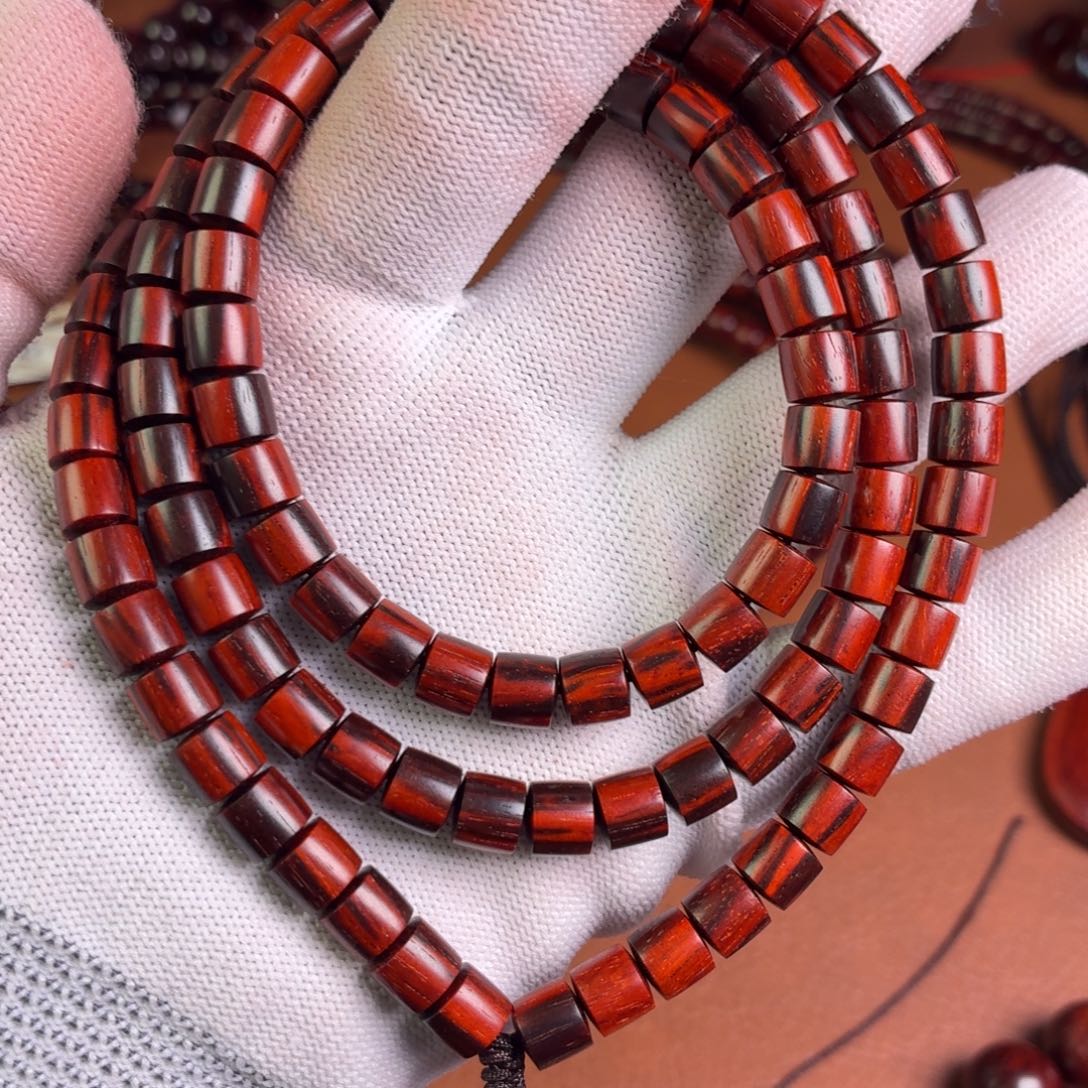 手串/手链小叶紫檀无胶无蜡6.5✖️7竹节黑飘红