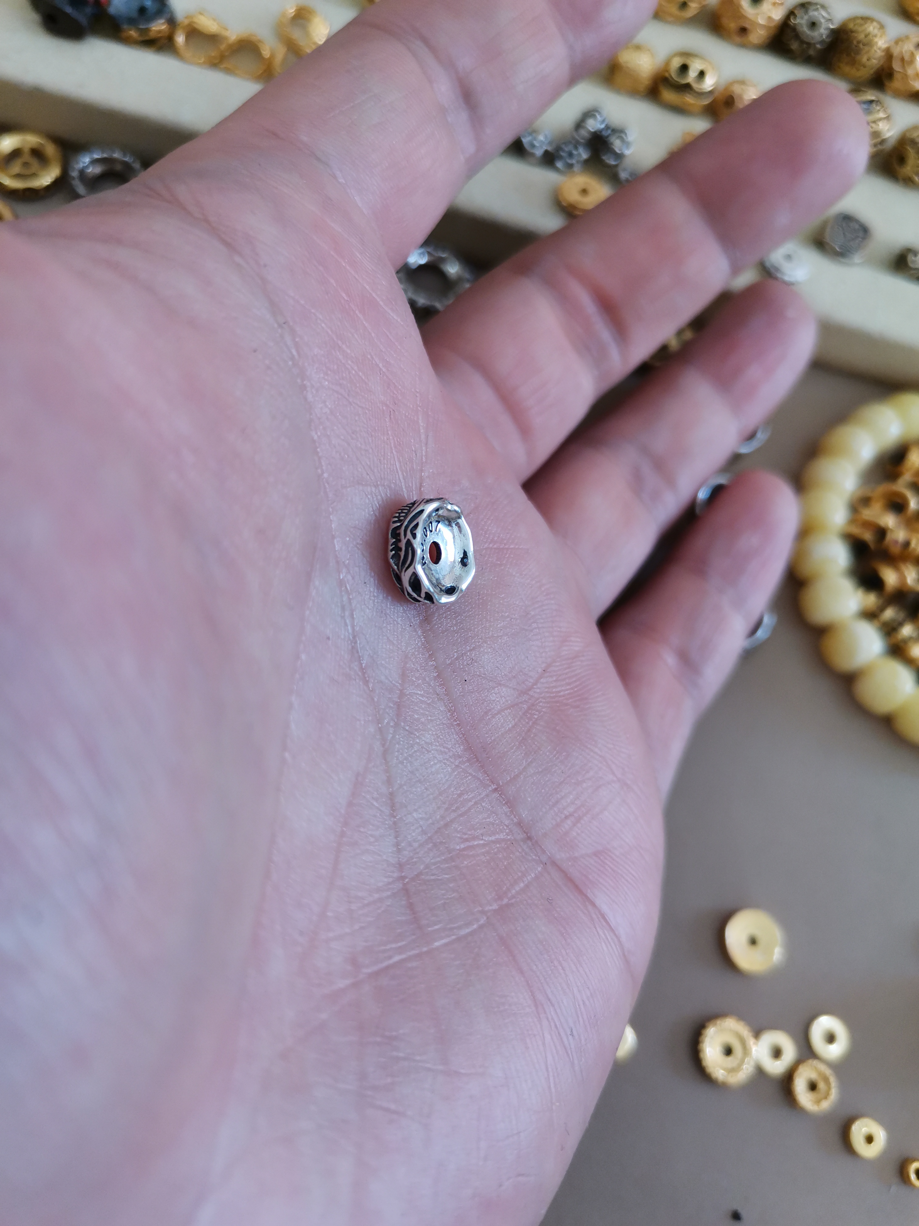 925银银制品 古藤卡环银色配饰1个