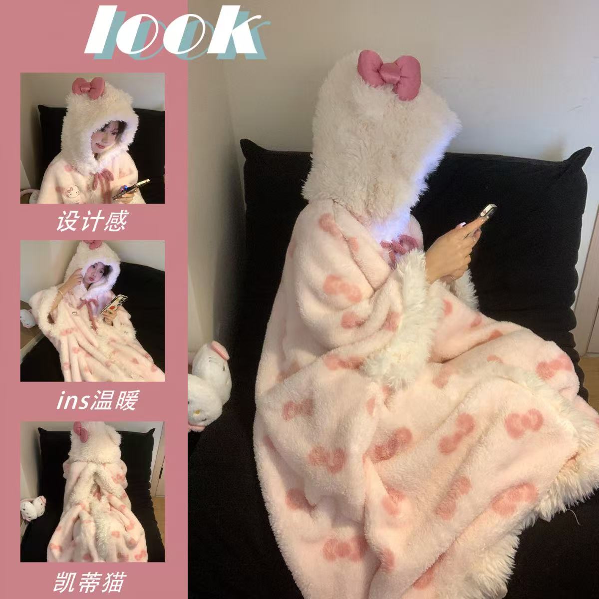 【暖暖宠粉】 好乖 · 在逃公主睡袍冬季加厚连帽学生斗篷珊瑚绒睡袍