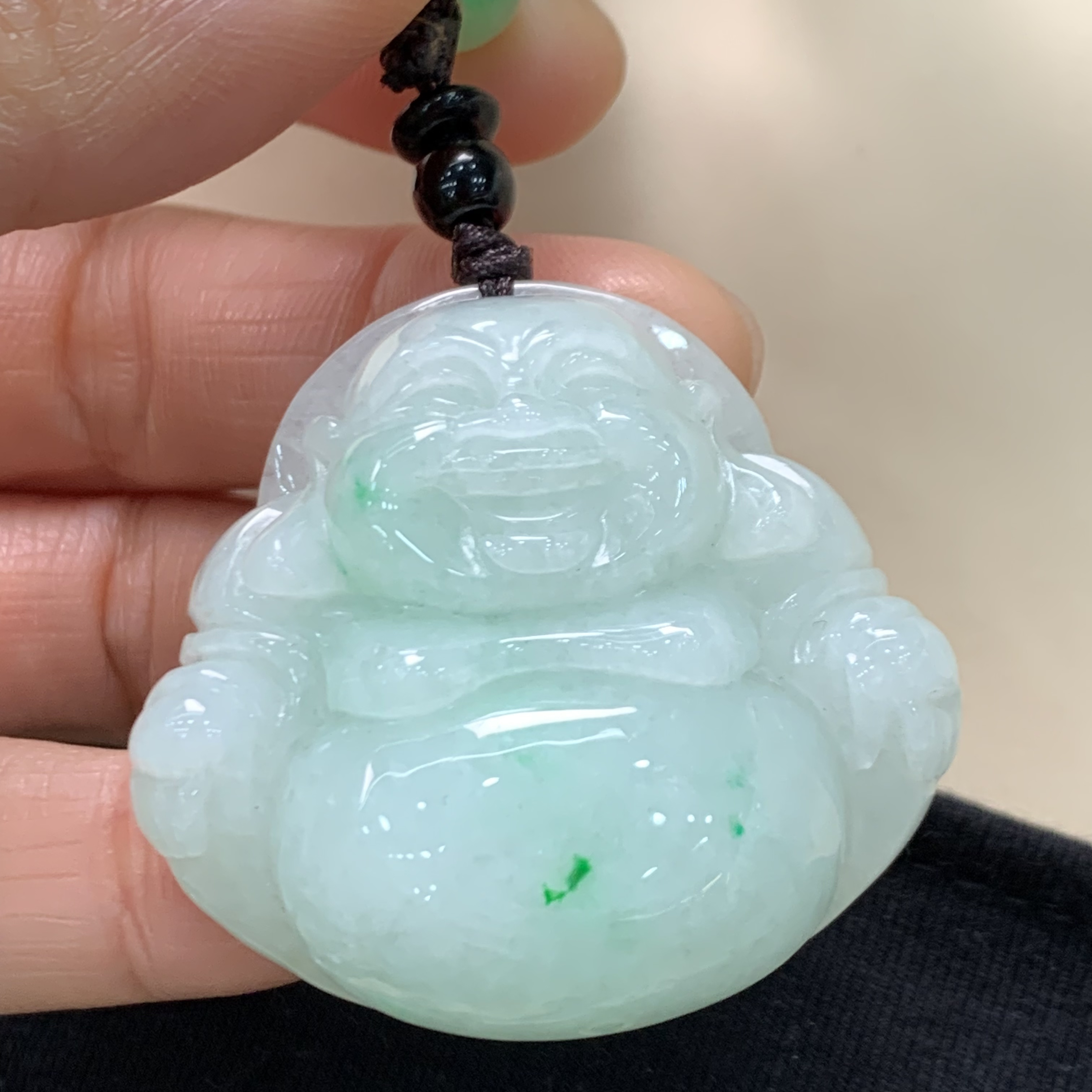 缅甸A货翡翠肚里藏金大肚佛招财佛