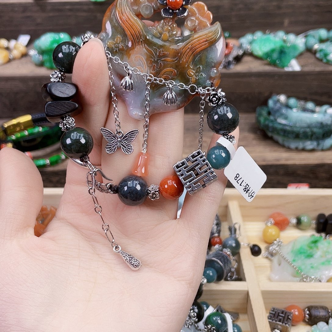 化***花未镶嵌手链翡翠手链