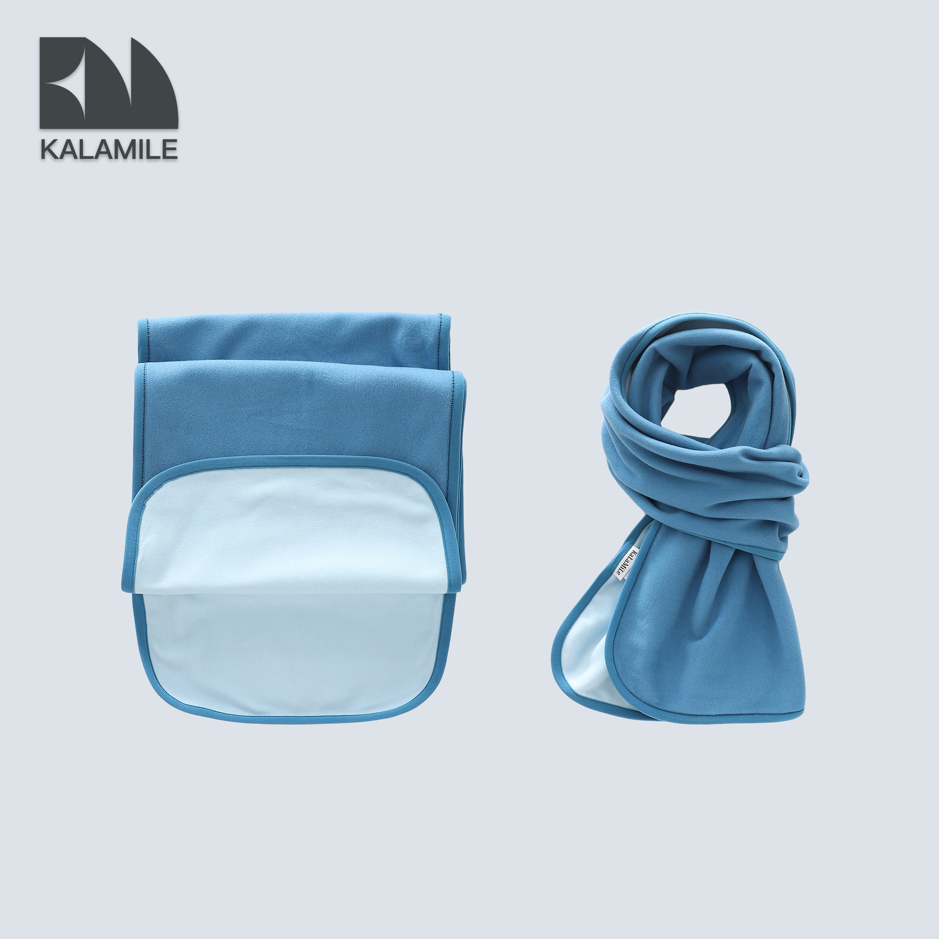 KALAMILE【暖意绒绒】儿童冬季新款百搭时尚保暖拼色暖绒围巾1314B