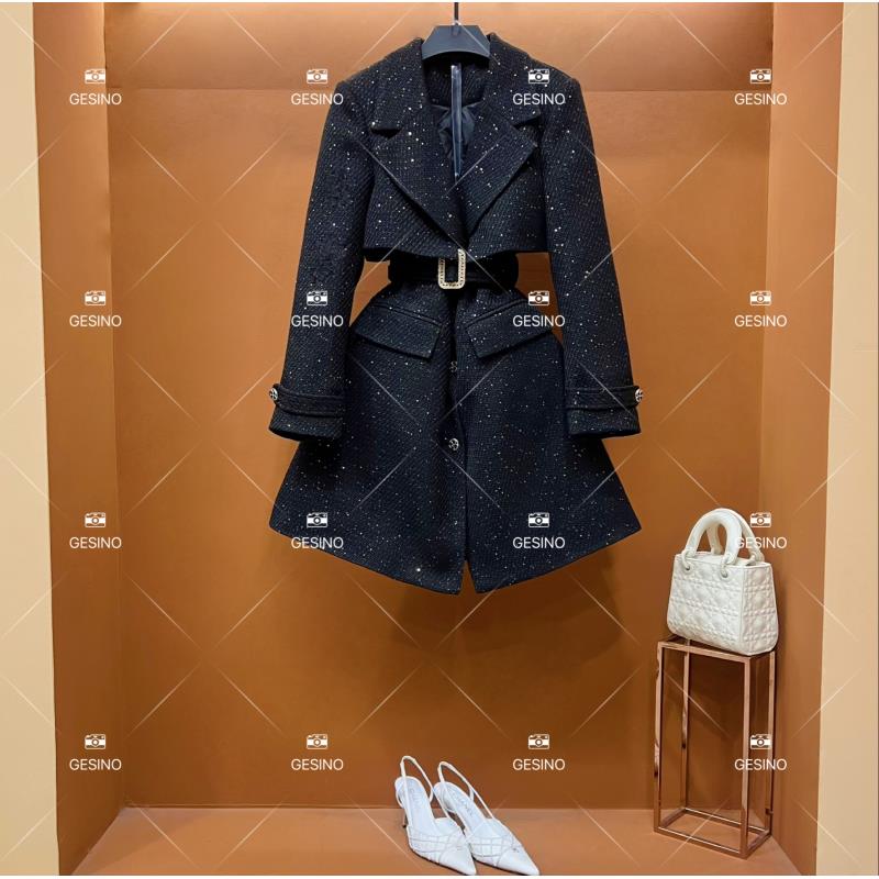 【露露】秋冬气质小香风时尚设计师中长款外套 QD-2025267