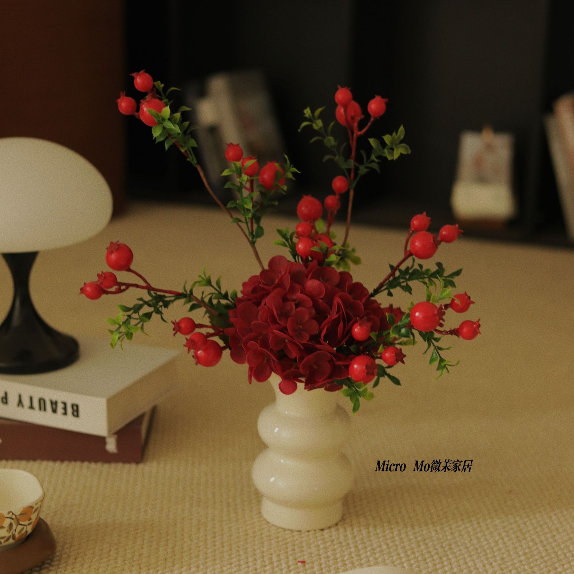 牧云·仿真花假花喜庆高档高级感摆件家居装饰摆设餐桌电视柜玄关